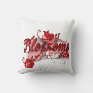 Ruby Red Script Blossoms Kissen
