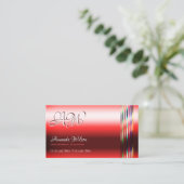Ruby Red Shimmer Effects Monogram Opening Stunden Visitenkarte (Stehend Vorderseite)