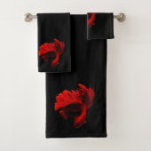 Ruby Red Siamese Fighting Fish Badhandtuch Set (Insitu)
