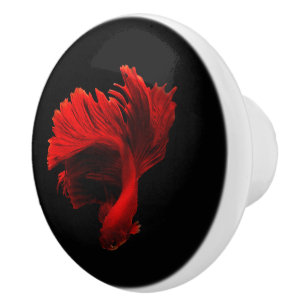 Ruby Red Siamese Fighting Fish Keramikknauf