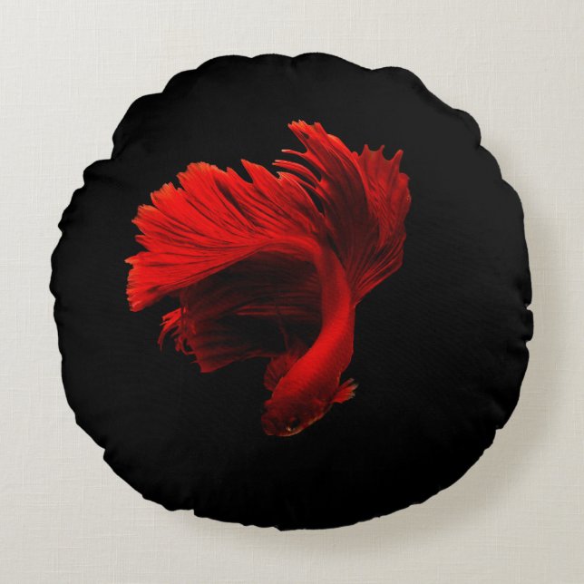 Ruby Red Siamese Fighting Fish Rundes Kissen (Vorderseite)