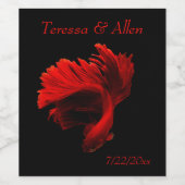 Ruby Red Siamese Fighting Fish Weinetikett (Einzelnes Label)