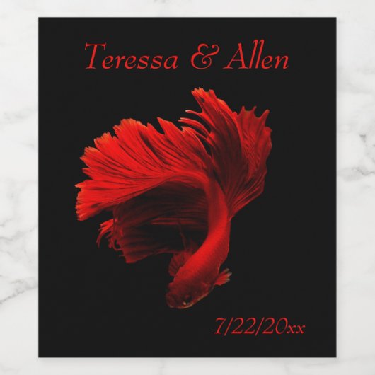 Ruby Red Siamese Fighting Fish Weinetikett (Einzelnes Label)