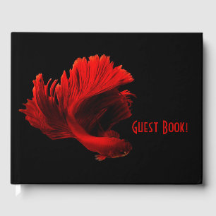 Ruby Red Siamese Kämpfen Fisch Benutzerdefinierter Gästebuch