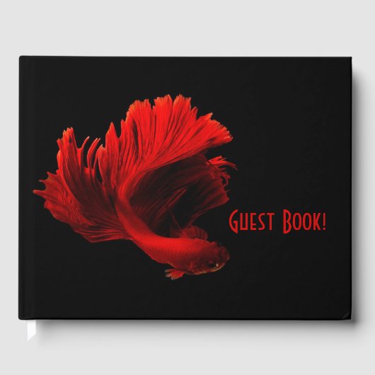 Ruby Red Siamese Kämpfen Fisch Benutzerdefinierter Gästebuch (Vorderseite)