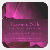 Ruby Red Silk Elegant Modernes Luxuslabel Quadratischer Aufkleber (Vorderseite)