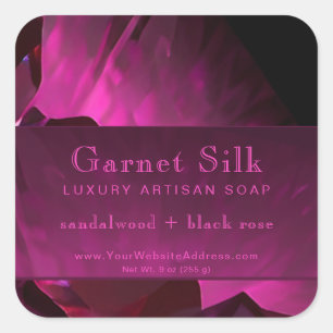 Ruby Red Silk Elegant Modernes Luxuslabel Quadratischer Aufkleber
