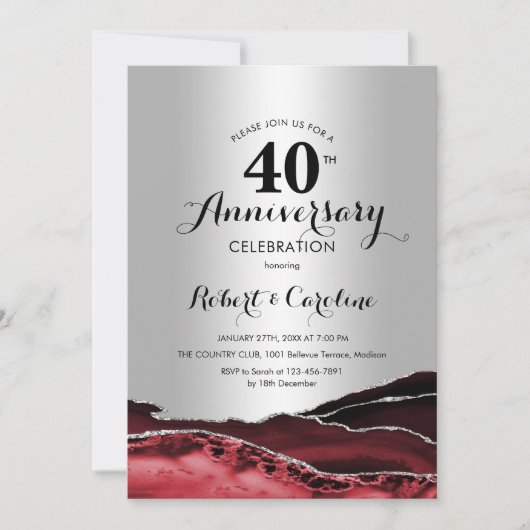 Ruby Red Silver 40 Jahre Einladung (Vorderseite)