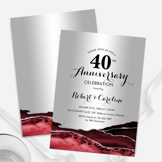Ruby Red Silver 40 Jahre Einladung