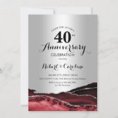Ruby Red Silver 40. Jubiläum Einladung (Vorderseite)