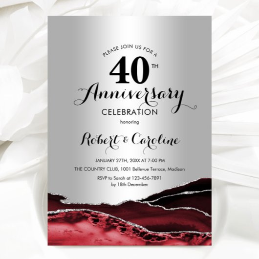 Ruby Red Silver 40. Jubiläum Einladung