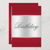 Ruby Red, Silver & Gems Geburtstag Einladung (Vorne/Hinten)