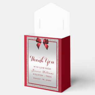 Ruby Red & Silver Glitzer Geburtstag Geschenkschachtel