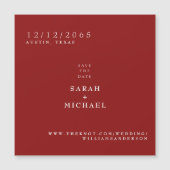 Ruby Red Simple Wedding Magnet Save the Date (Vorderseite)