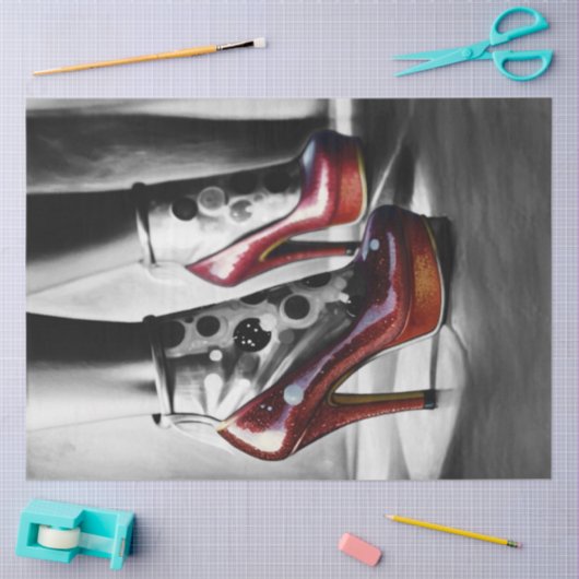 Ruby Red Slippers Monochromatisches Decoupage Papi Seidenpapier (Basteln)