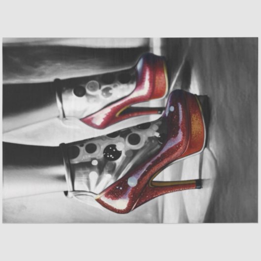 Ruby Red Slippers Monochromatisches Decoupage Papi Seidenpapier (Vorderseite)