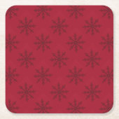 Ruby Red Snowflake Pattern Rechteckiger Pappuntersetzer (Vorderseite)