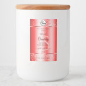 Ruby Red Soft Glitzer Product Labels Monogram Logo Lebensmitteletikett (Vorderseite)