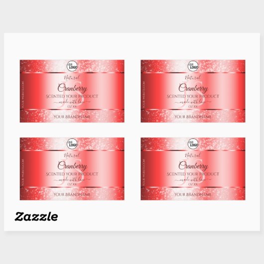 Ruby Red Soft Glitzer Product Labels Monogram Logo Rechteckiger Aufkleber (Blatt)
