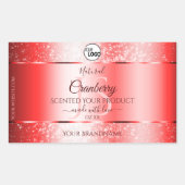 Ruby Red Soft Glitzer Product Labels Monogram Logo Rechteckiger Aufkleber (Vorderseite)