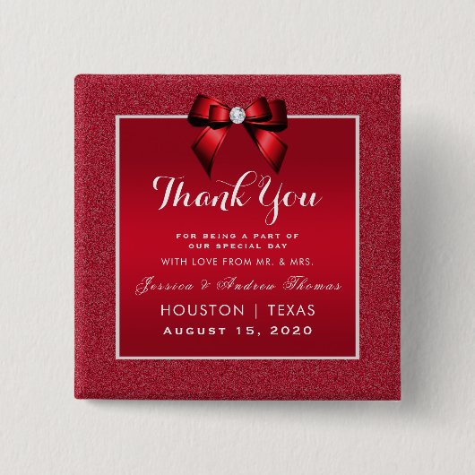 Ruby Red & Stylish Gem Wedding Button (Vorderseite)