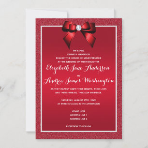 Ruby Red & Stylish Gem Wedding Einladung