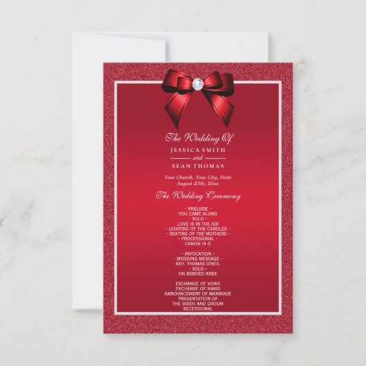 Ruby Red & Stylish Gem Wedding Program (Vorderseite)