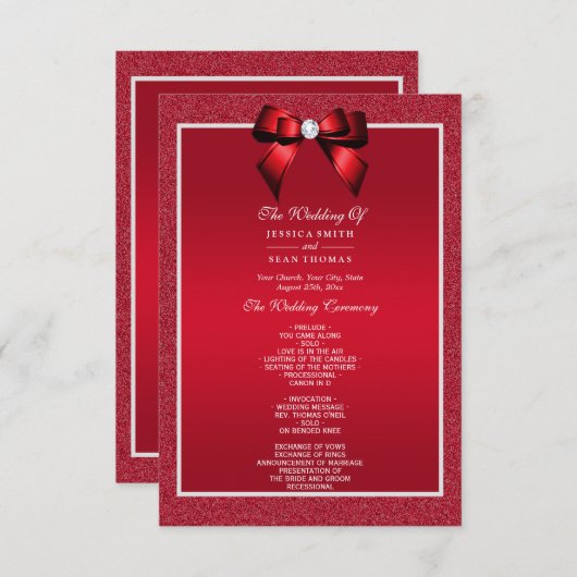 Ruby Red & Stylish Gem Wedding Program (Vorne/Hinten)