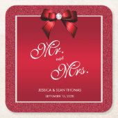 Ruby Red & Stylish Gem Wedding Rechteckiger Pappuntersetzer (Vorderseite)