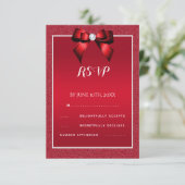 Ruby Red & Stylish Gem Wedding RSVP Karte (Stehend Vorderseite)