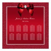 Ruby Red & Stylish Gem Wedding Seating Chart (Vorderseite)