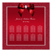 Ruby Red & Stylish Gem Wedding Seating Chart