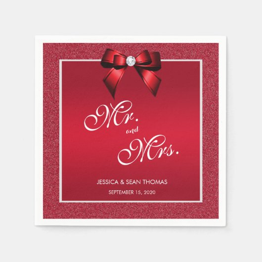 Ruby Red & Stylish Gem Wedding Serviette (Vorderseite)