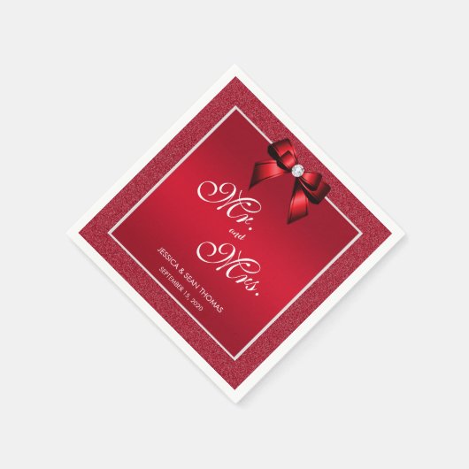 Ruby Red & Stylish Gem Wedding Serviette (Ecke)