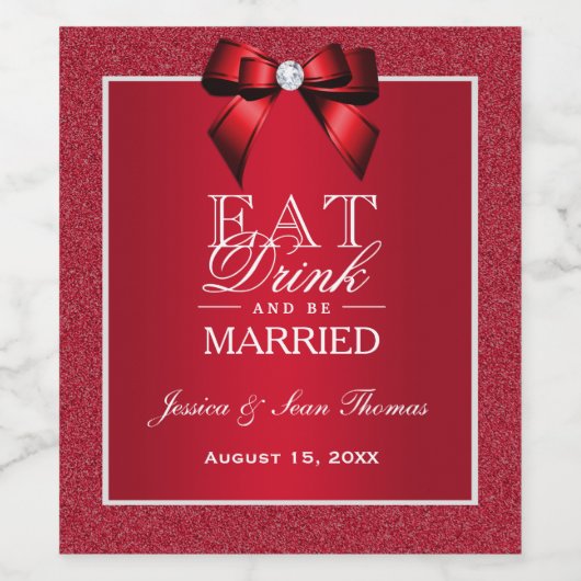 Ruby Red & Stylish Gem Wedding Weinetikett (Einzelnes Label)