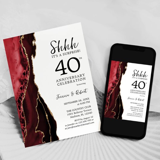 Ruby Red Surprise 40 Jahre Einladung