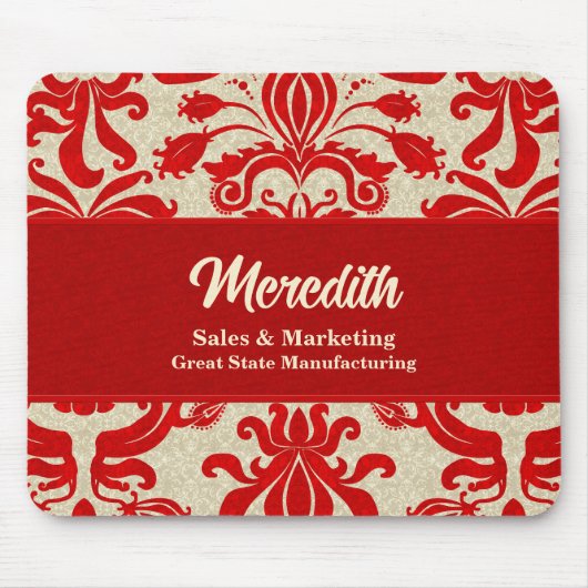 Ruby Red Swirl Business Office Theme Mousepad (Vorne)