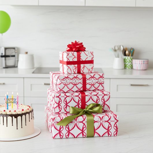 Ruby Red Togetherness and Unity on White Couple Geschenkpapier