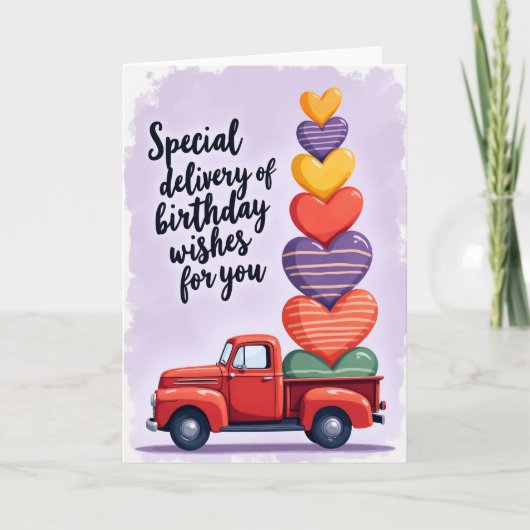 Ruby Red Truck Geburtstagskarte Karte (Vorderseite)
