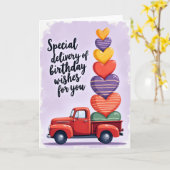 Ruby Red Truck Geburtstagskarte Karte (Gelbe Blume)
