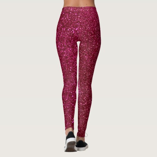 Ruby Red und Black Glitzer Hot Pink Glitzern Yoga Leggings (Rückseite)