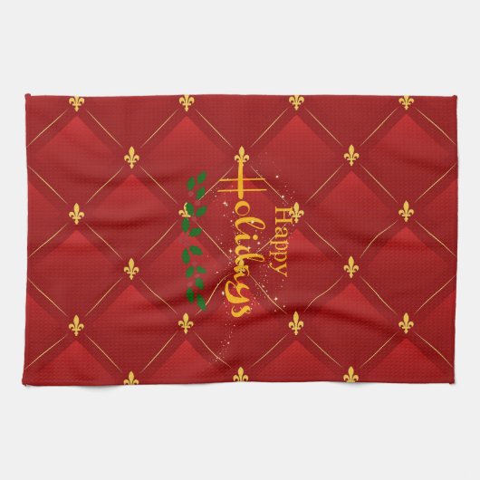 Ruby Red und Gold Art Deco/Art Nouveau Geschirrtuch (Horizontal)