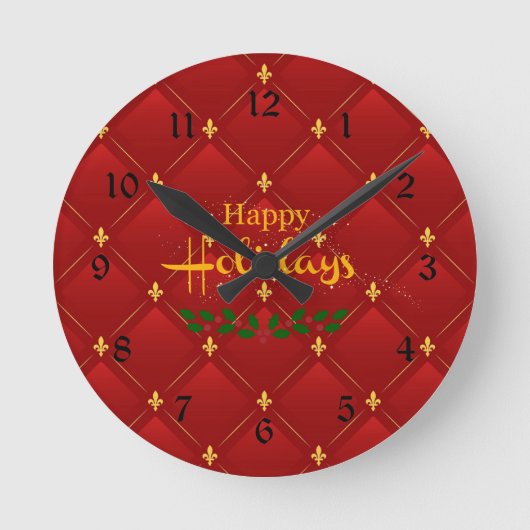 Ruby Red und Gold Art Deco/Art Nouveau Runde Wanduhr (Vorderseite)