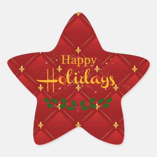 Ruby Red und Gold Art Deco/Art Nouveau Stern-Aufkleber (Vorderseite)