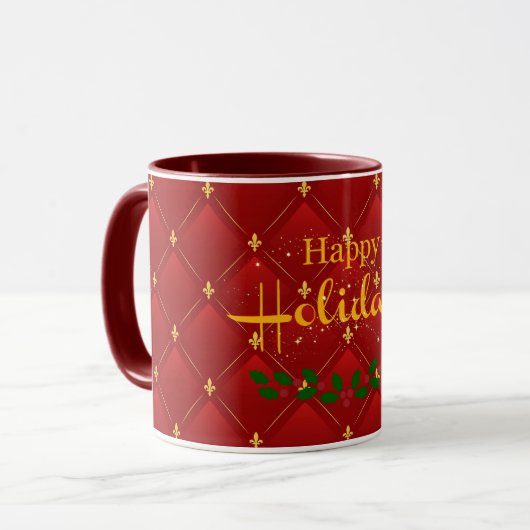 Ruby Red und Gold Art Deco/Art Nouveau Tasse (Vorderseite Links)