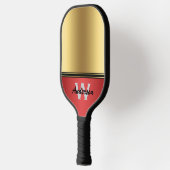 Ruby Red und Gold personalisieren Monogram & Name Pickleball Schläger (Links)