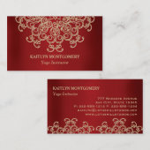 Ruby Red und Gold Verziert Sunburst Mandala Visitenkarte (Vorne/Hinten)