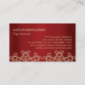 Ruby Red und Gold Verziert Sunburst Mandala Visitenkarte (Rückseite)