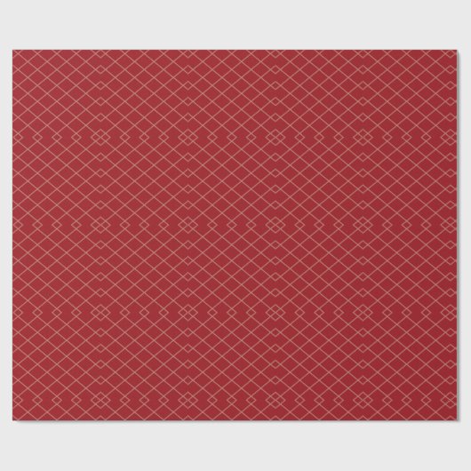 Ruby Red und Tan Geometric Lattice Geschenkpapier (Flach)