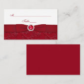 Ruby Red und White Floral Platzkarte (Vorne/Hinten)